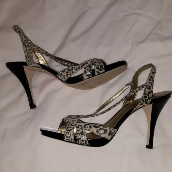 Anne Klein Strappy Leopard‎ Slingback Heels Akadine - Picture 3 of 6